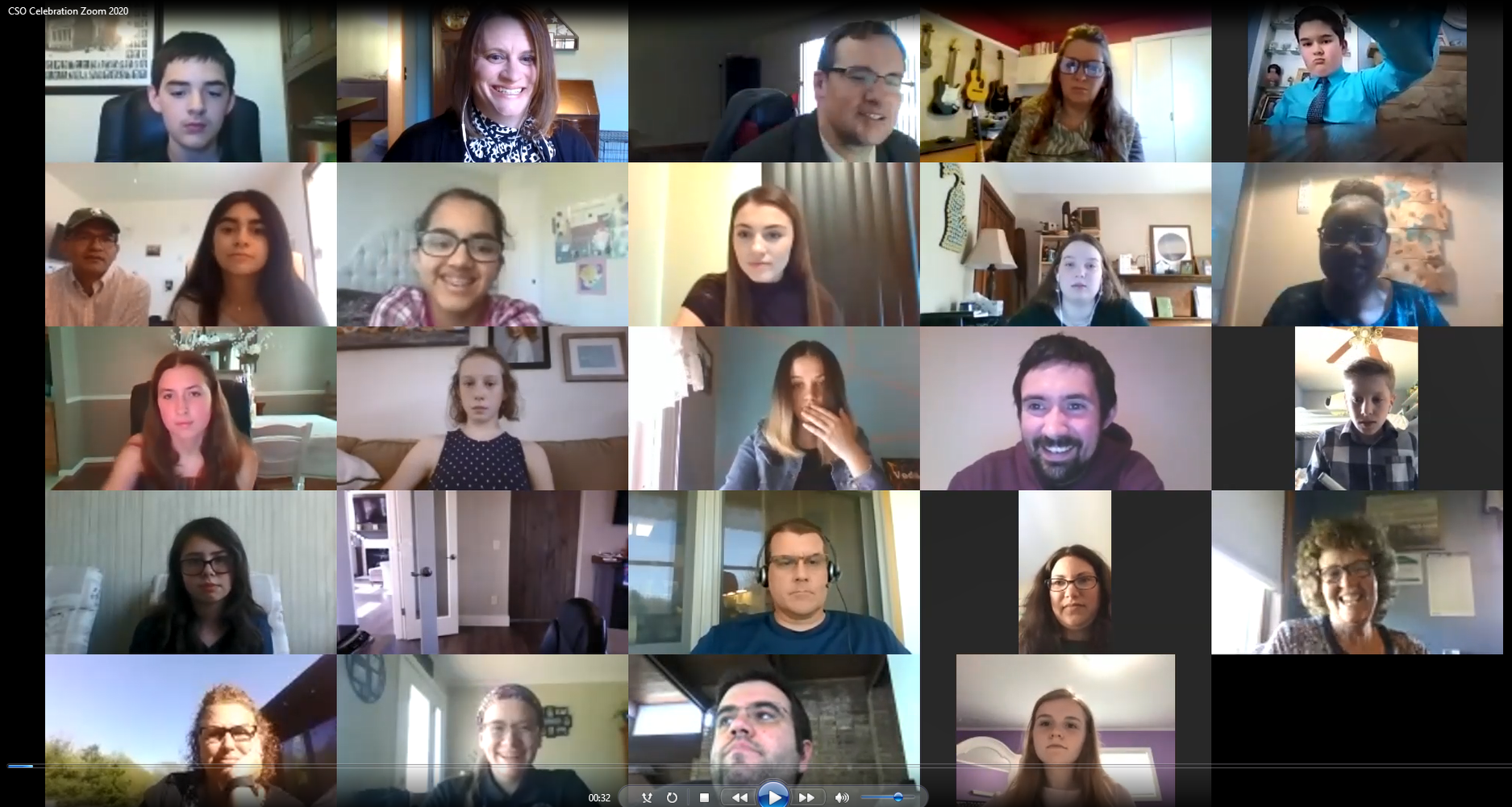 Students participating in a virtual celebration